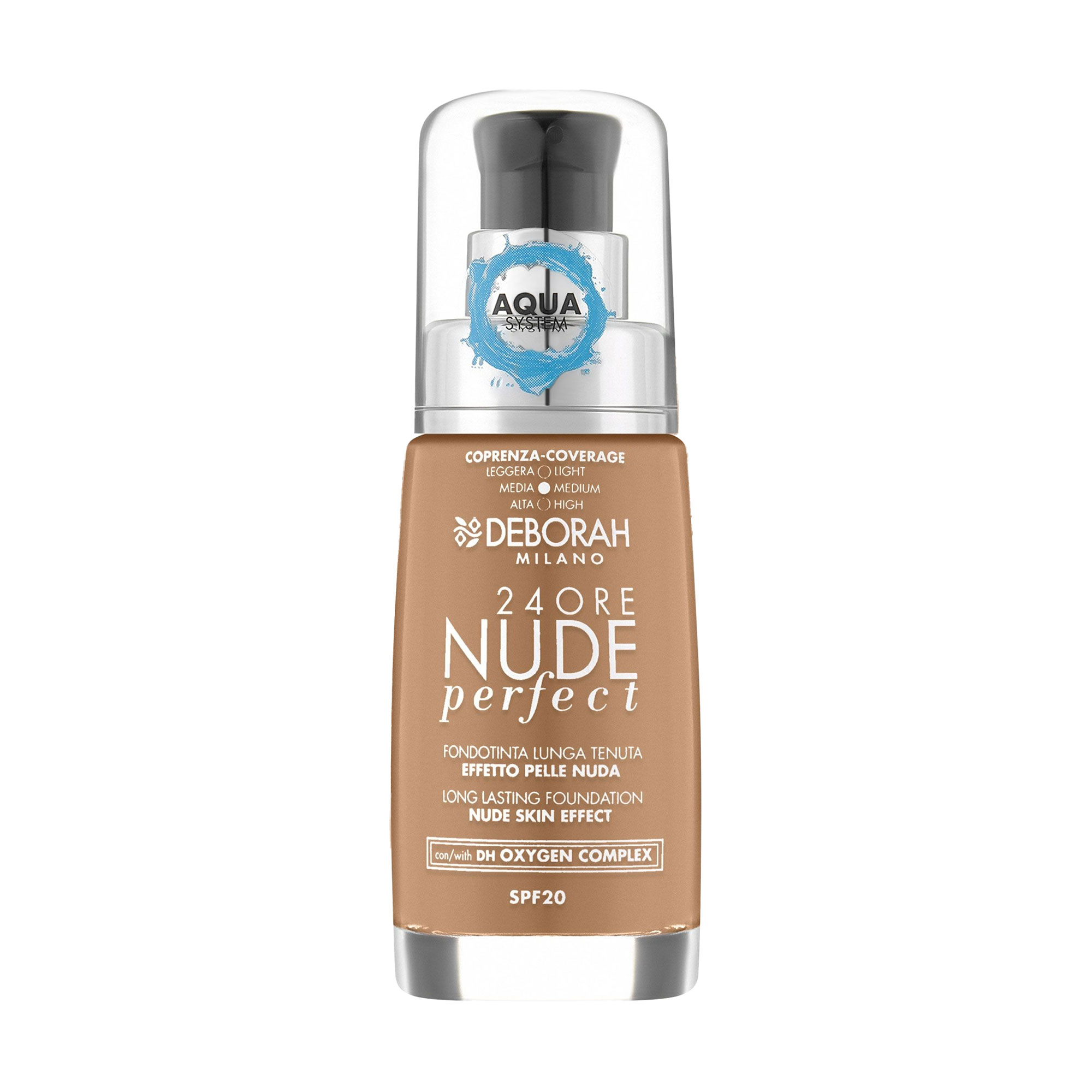 Уцінка! Тональна основа для обличчя Deborah 24Ore Nude Perfect SPF 20, 3.3 Gold, 30 мл